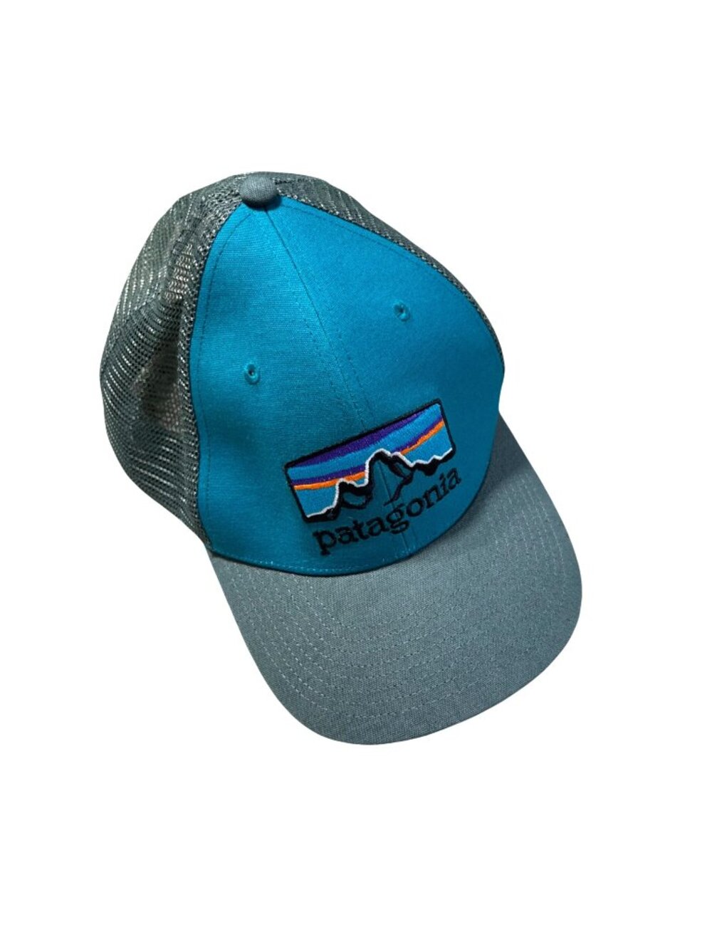 Patagonia Blue Fitz Roy Horizons Trucker Hat & Adjustable Straps